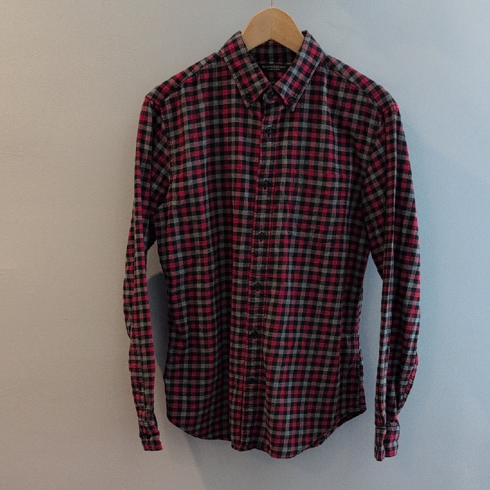 Banana Republic Men's Medium Lux Flannel Grant Fit Plaid Button Down Shirt